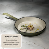 J&L 25cm Cast Iron Sage Green Round Frying Pan