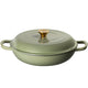 J&L 30cm Cast Iron Sage Green Shallow Casserole Dish
