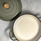 J&L 5-Piece Cast Iron Pan & Casserole Dish Set, Sage Green