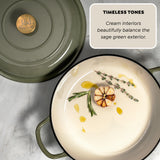 J&L 3-Piece Cast Iron Casserole Dish Set, Sage Green