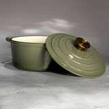 J&L 2-Piece Cast Iron Casserole Dish Set, Sage Green