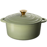 J&L 26cm Cast Iron Sage Green Round Casserole Dish