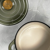 J&L 5-Piece Cast Iron Pan & Casserole Dish Set, Sage Green