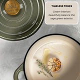 J&L 26cm Cast Iron Sage Green Round Casserole Dish