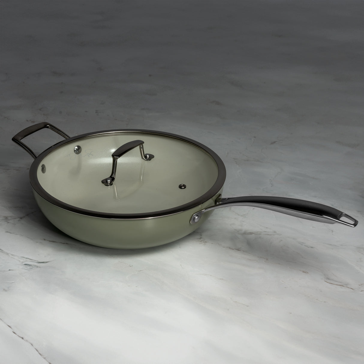 J&L 'Signature' 8-Piece Ceramic-Coated Pan Set, Sage Green