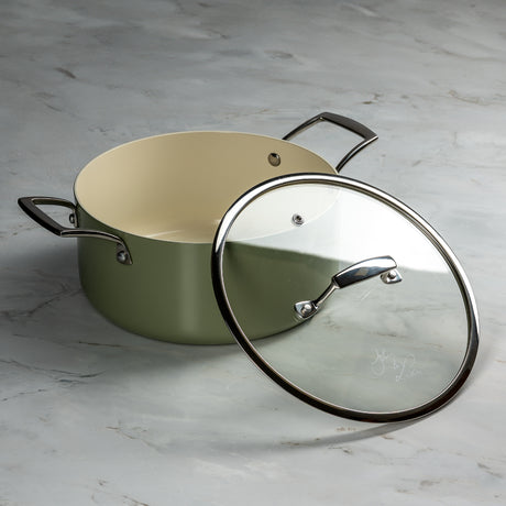 J&L 'Signature' 24cm Ceramic-Coated Casserole Pan, Sage Green
