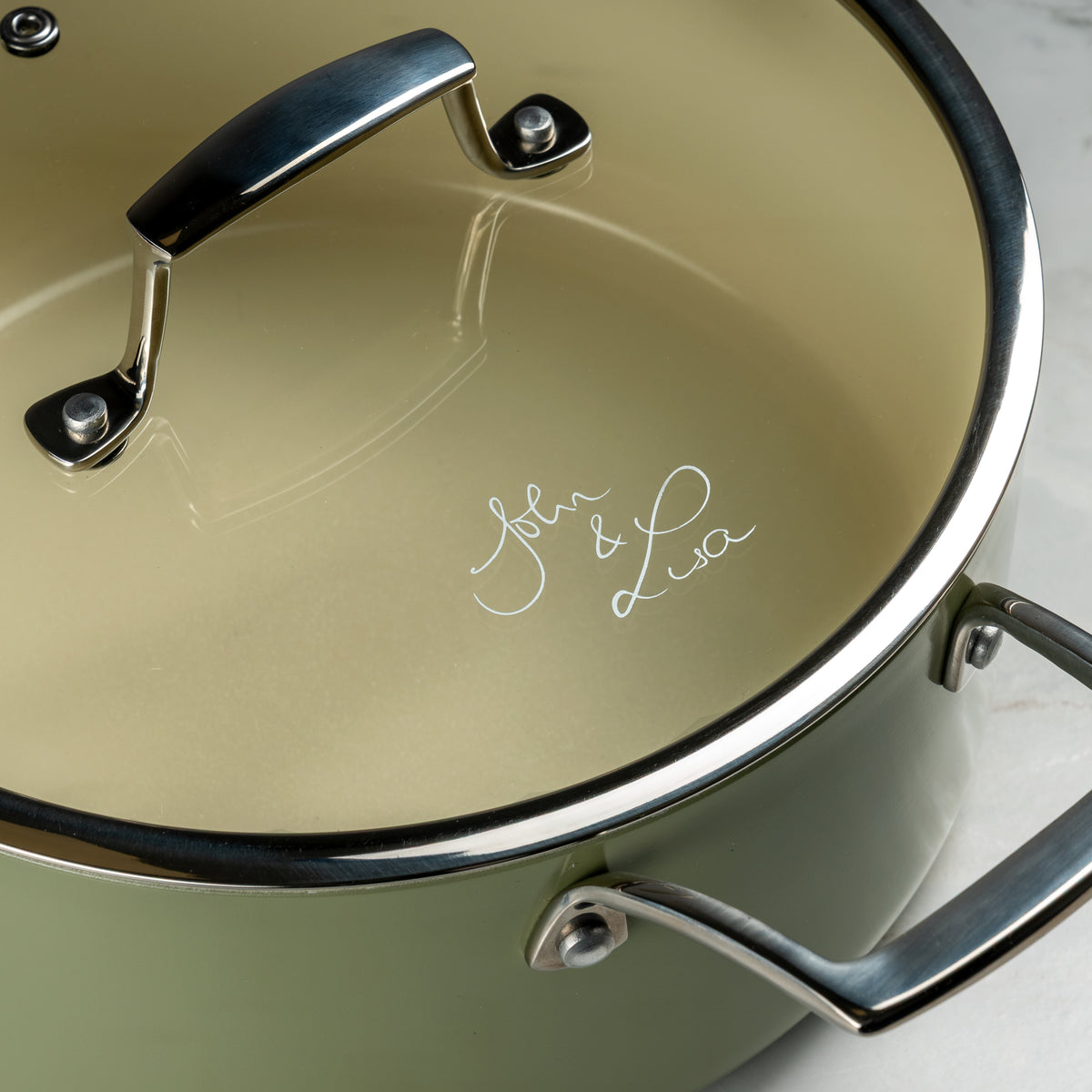 J&L 'Signature' 8-Piece Ceramic-Coated Pan Set, Sage Green