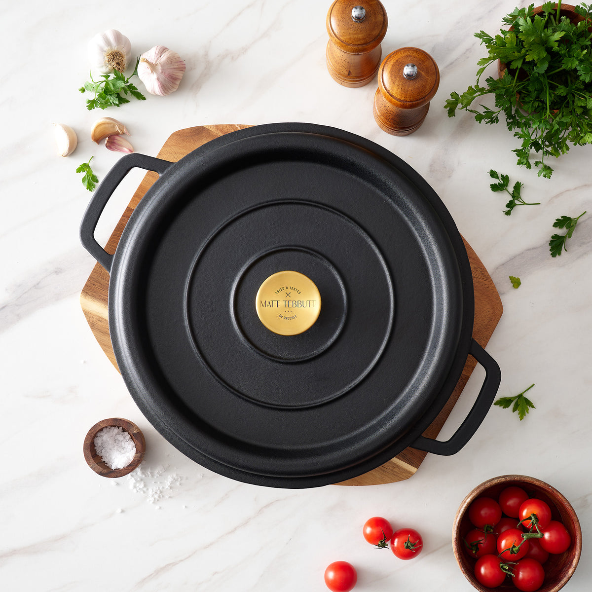 Matt Tebbutt Matte Black Cast Iron Cookware Set, 5 Piece