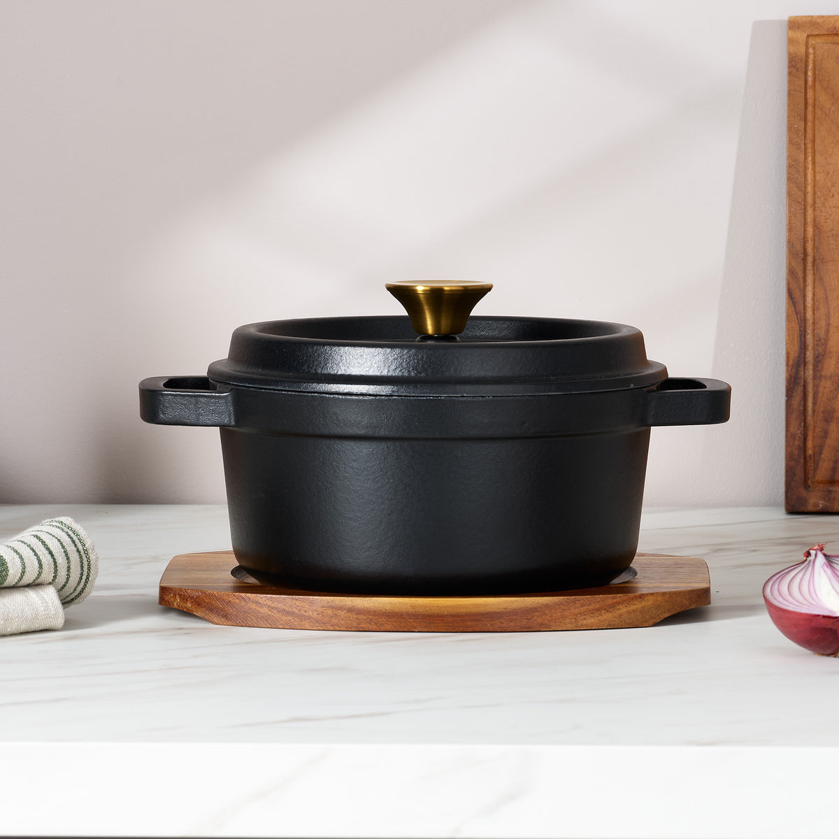 Matt Tebbutt 26cm Matte Black Cast Iron Casserole Dish