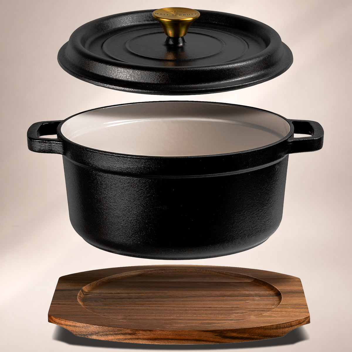 Matt Tebbutt Matte Black Cast Iron Cookware Set, 5 Piece