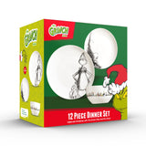 The Grinch & Max 12pc Porcelain Dinner Set – Plates & Bowls, Dishwasher Safe