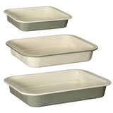 J&L 3-Piece Enamel Roasting Tin Set, Sage Green & Cream