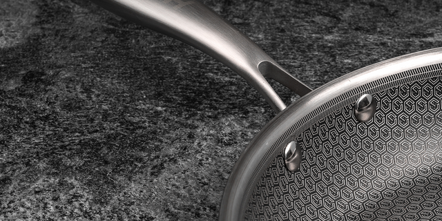 Close up of a HexGuard frying pan to show the durability