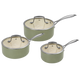 J&L 'Signature' 3-Piece Ceramic-Coated Saucepan Set, Sage Green