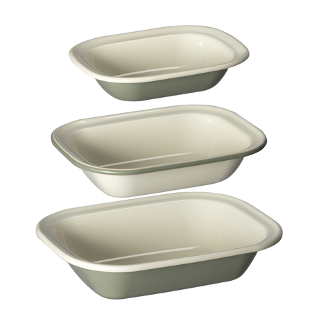 J&L 3-Piece Enamel Pie Dish Set, Sage Green & Cream