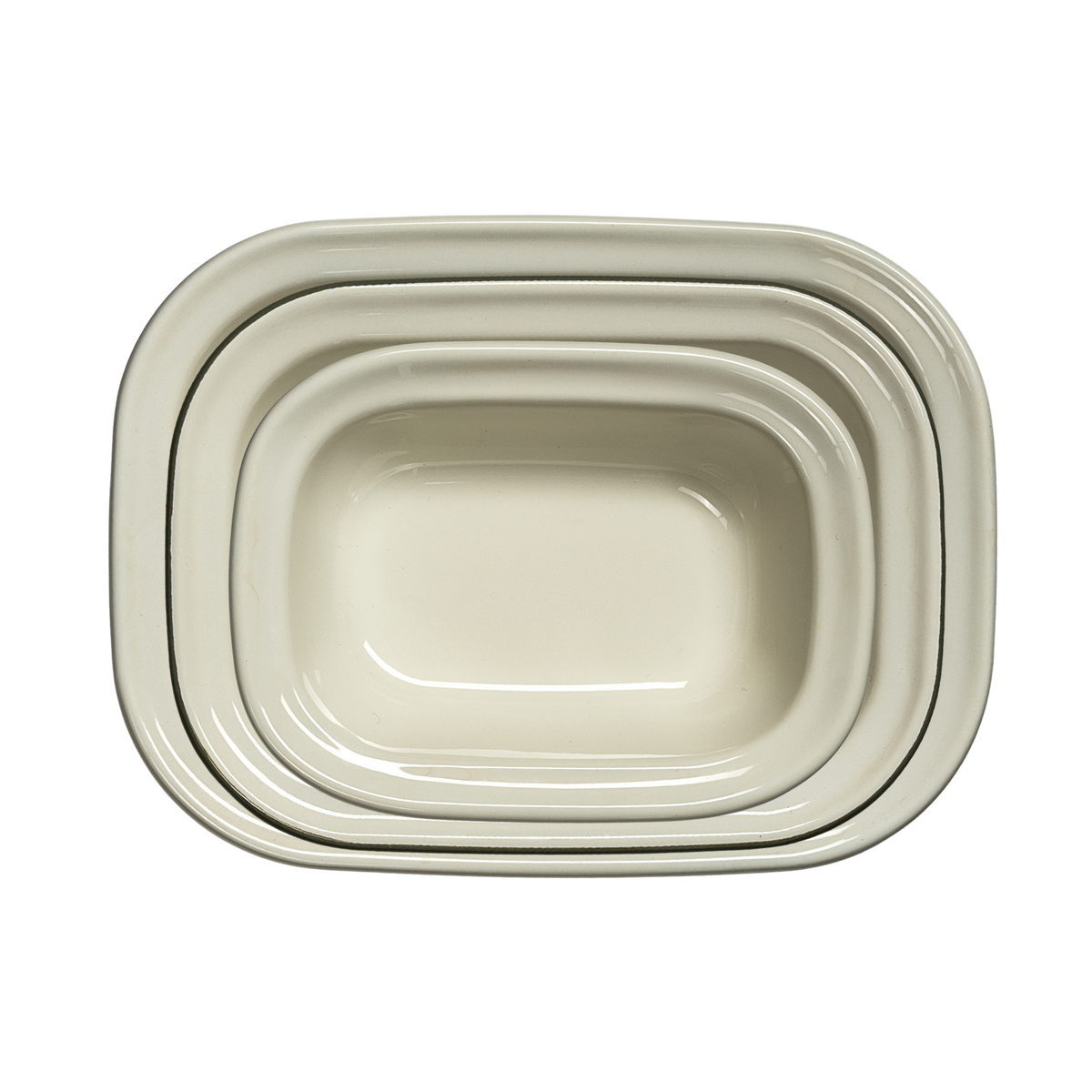J&L 3-Piece Enamel Pie Dish Set, Sage Green & Cream