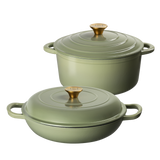 J&L 2-Piece Cast Iron Casserole Set, Sage Green