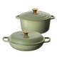J&L 2-Piece Cast Iron Casserole Set, Sage Green