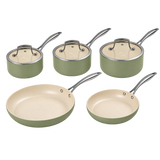 J&L 'Signature' 5-Piece Ceramic-Coated Pan Set, Sage Green