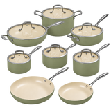 J&L 'Signature' 8-Piece Ceramic-Coated Pan Set, Sage Green