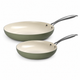 J&L 'Signature' Ceramic-Coated Frying Pan Set, Sage Green