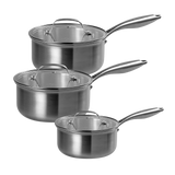 J&L 'Signature' 3-Piece Tri-Ply Stainless Steel Saucepan Set