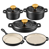 Matt Tebbutt Matte Black Cast Iron Cookware Set, 5 Piece