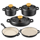 Matt Tebbutt Matte Black Cast Iron Cookware Set, 5 Piece