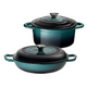 2-Piece Cast Iron Casserole Dish Set, Deep Teal