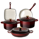5-Piece Cast Iron Pan & Casserole Dish Set, Deep Garnet