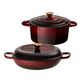 2-Piece Cast Iron Casserole Dish Set, Deep Garnet