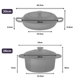 2-Piece Cast Iron Casserole Dish Set, Deep Garnet