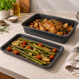 Medium 2-Piece Roasting Tin & Oven Tray Set, Non-Stick