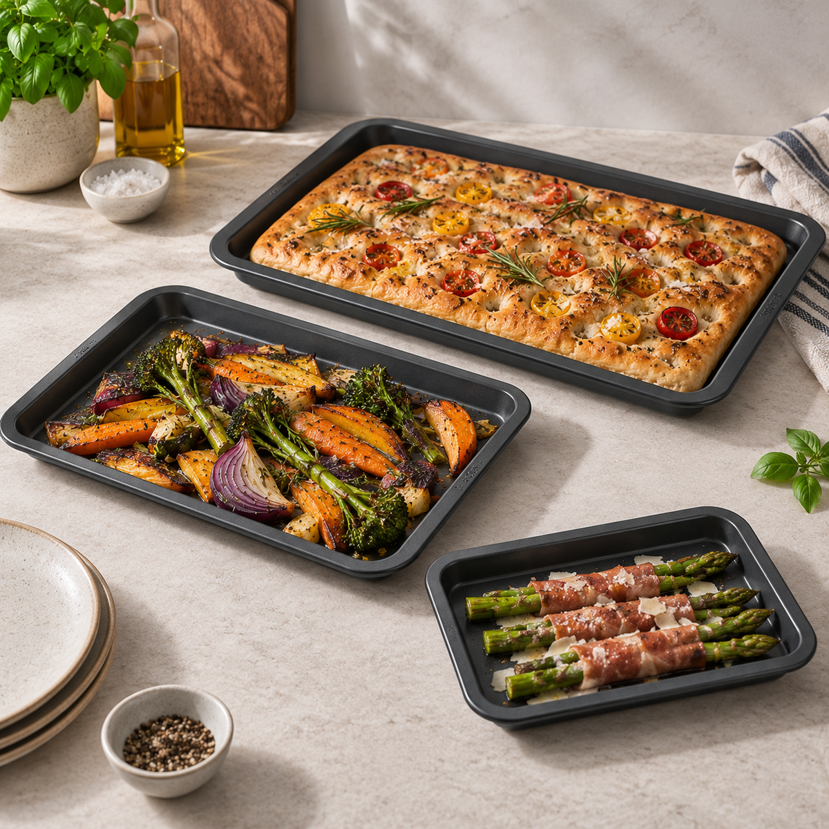 3-Piece Non-Stick Oven Tray Set
